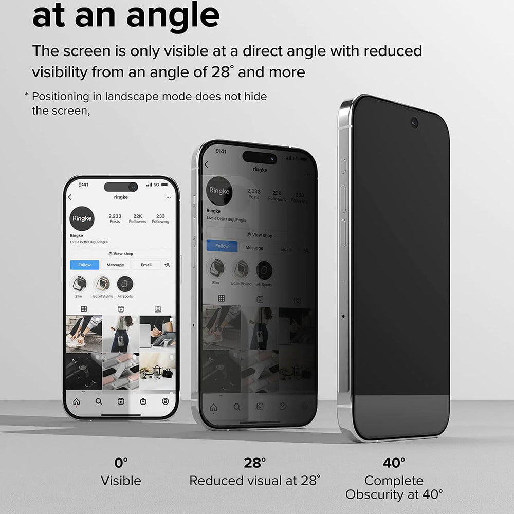 Ochranná fólie Privacy Ringke pro Apple iPhone 15 Pro, Tvrzené sklo, Full Glue