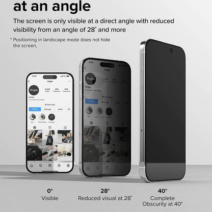 Ochranná fólie Privacy Ringke pro Apple iPhone 15 Pro, Tvrzené sklo, Full Glue