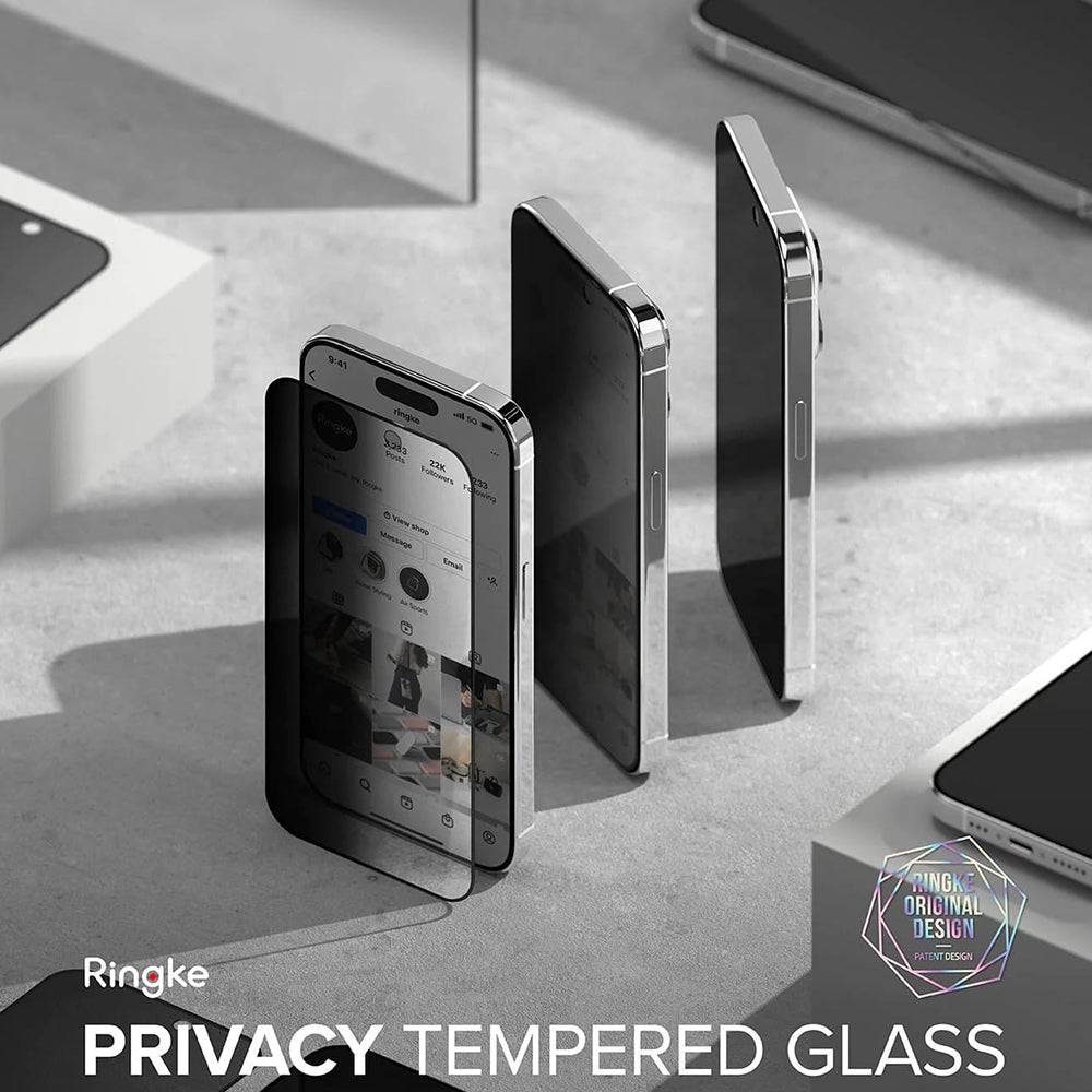 Ochranná fólie Privacy Ringke pro Apple iPhone 15 Pro, Tvrzené sklo, Full Glue