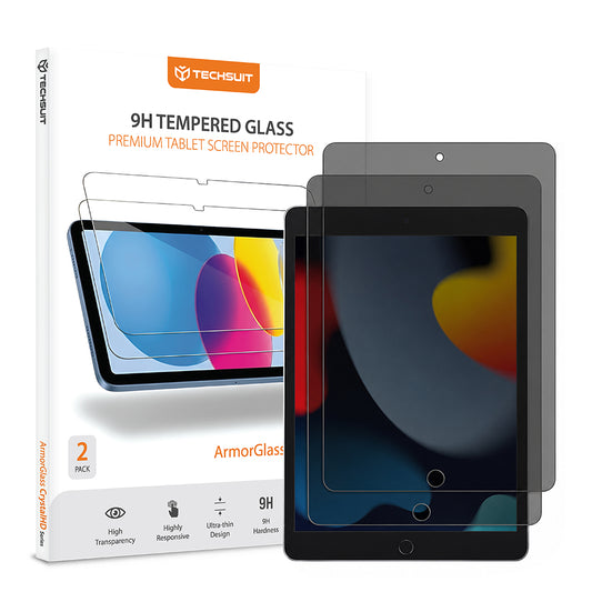 Ochranná fólie na displej Privacy Techsuit ArmorGlass CrystalHD pro Apple iPad 10.2 (2021), tvrzené sklo, plné lepidlo, sada 2 kusů