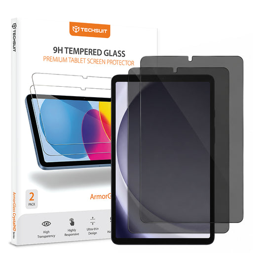 Ochranná fólie na displej Privacy Techsuit ArmorGlass CrystalHD pro Samsung Galaxy Tab A11 / Tab A9, tvrzené sklo, plné lepidlo, sada 2 kusů