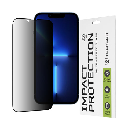 Ochranná fólie na displej Privacy Techsuit pro Apple iPhone 14 Plus / 13 Pro Max, tvrzené sklo, plné lepidlo, 111D