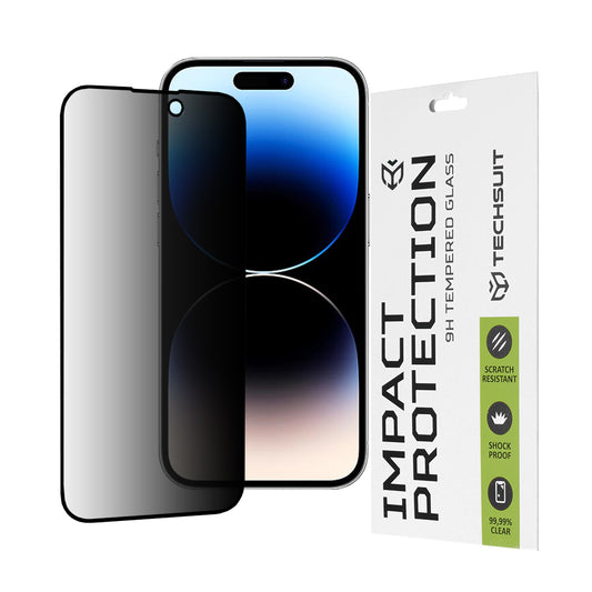 Ochranná fólie na displej Privacy Techsuit pro Apple iPhone 14 Pro, tvrzené sklo, plné lepidlo, 111D
