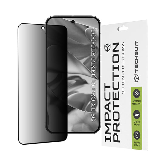 Ochranná fólie na displej Privacy Techsuit pro Google Pixel 10 Pro XL, tvrzené sklo, plné lepidlo, 111D