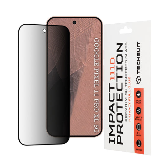 Ochranná fólie na displej Privacy Techsuit pro Google Pixel 11 Pro XL, tvrzené sklo, plné lepidlo, 111D