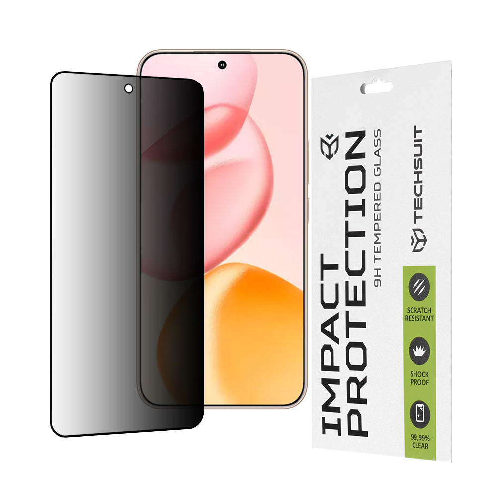 Privacy Techsuit Screen Protector for Honor 400, Tempered Glass, Full Glue, 111D
