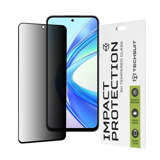 Ochranná fólie na displej Privacy Techsuit pro Honor X7b 5G / 90 Smart / X7b 4G, tvrzené sklo, plné lepidlo, 111D