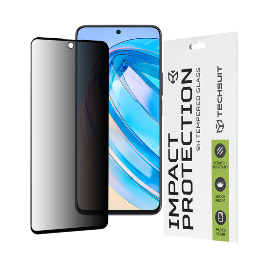 Ochranná fólie na displej Privacy Techsuit pro Honor X8a / X8 4G, tvrzené sklo, plné lepidlo, 111D