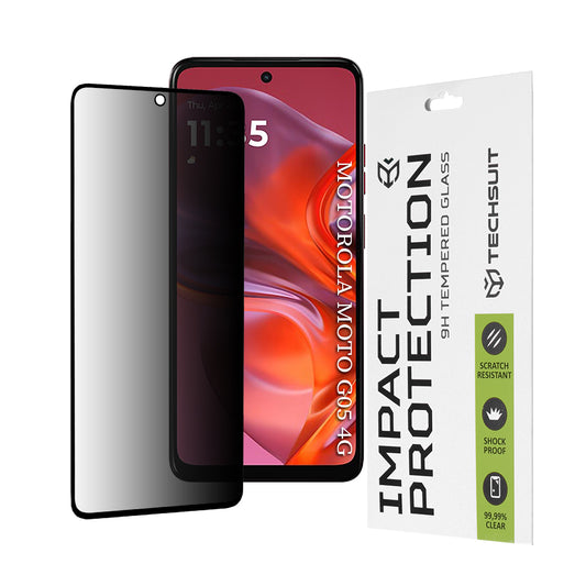 Ochranná fólie na displej Privacy Techsuit pro Motorola Moto E15 / G05, tvrzené sklo, plné lepidlo, 111D