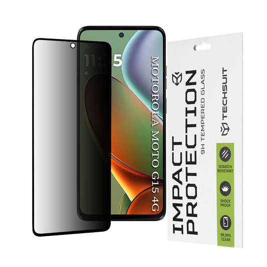 Ochranná fólie na displej Privacy Techsuit pro Motorola Moto G15 / G15 Power, tvrzené sklo, plné lepidlo, 111D