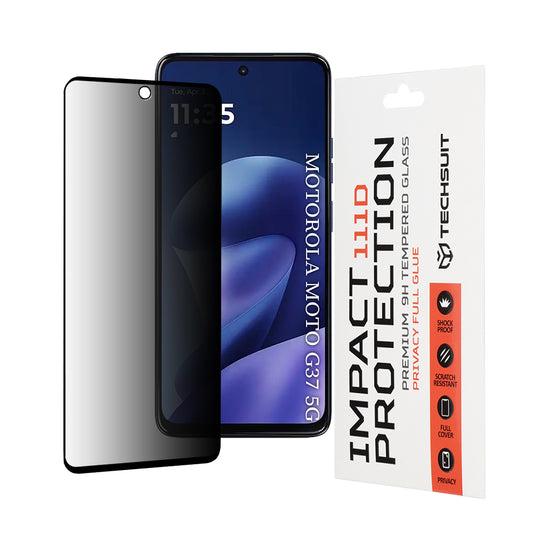 Ochranná fólie na displej Privacy Techsuit pro Motorola Moto G47 / G37 Power / G37, tvrzené sklo, plné lepidlo, 111D