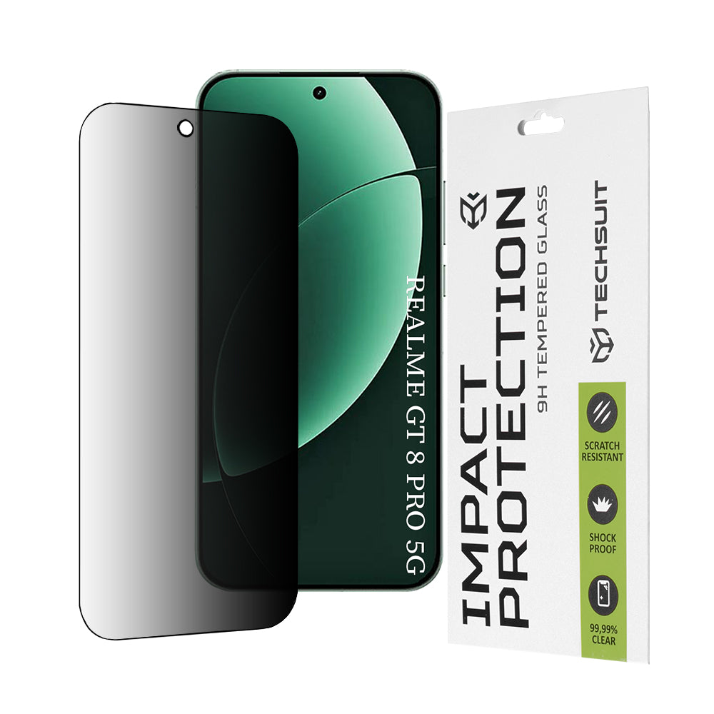 Ochranná fólie na displej Privacy Techsuit pro Realme GT 8 Pro, Tvrzené sklo, Full Glue, 111D