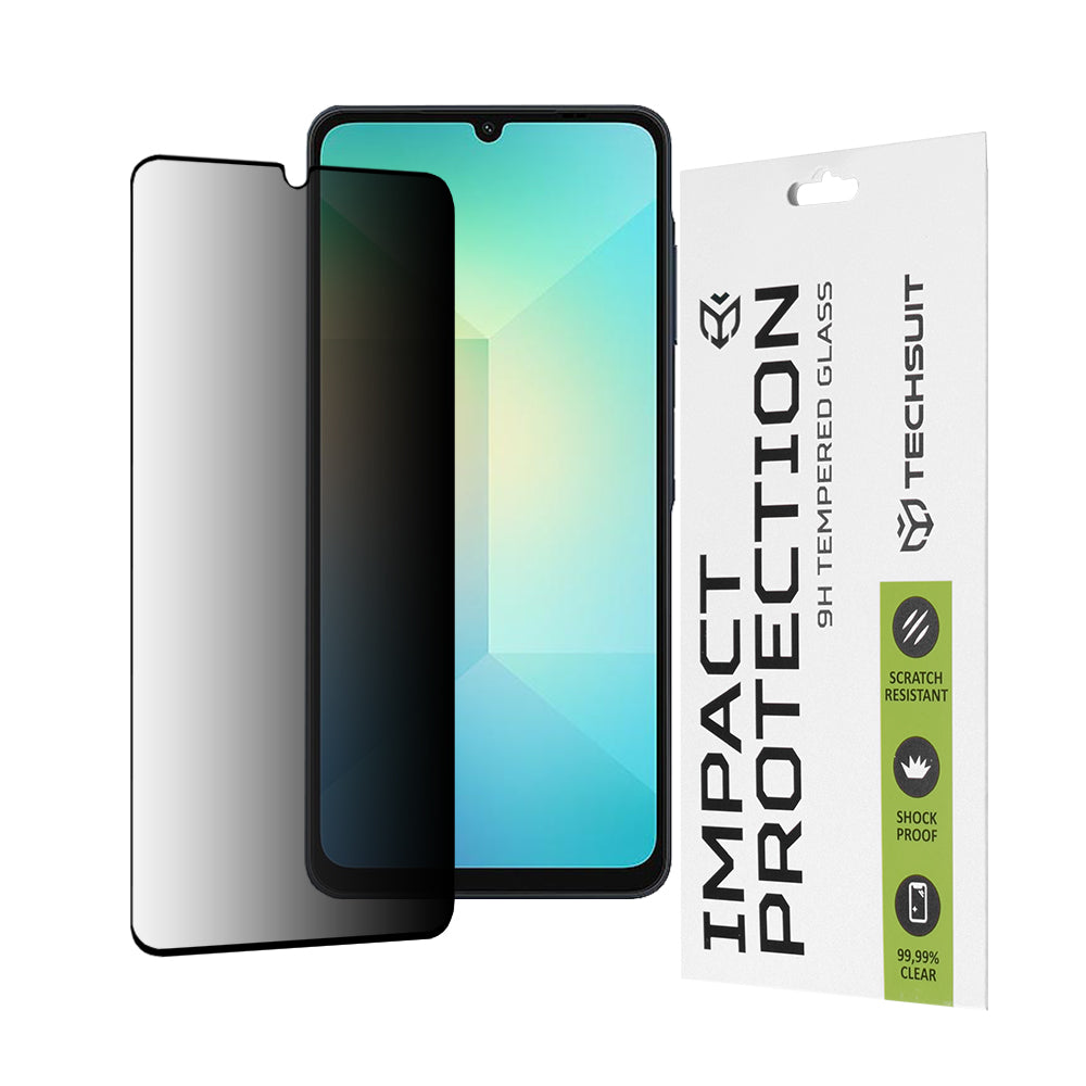 Privacy Techsuit Screen Protector Film for Samsung Galaxy A06 A065, Tempered Glass, Full Glue, 111D