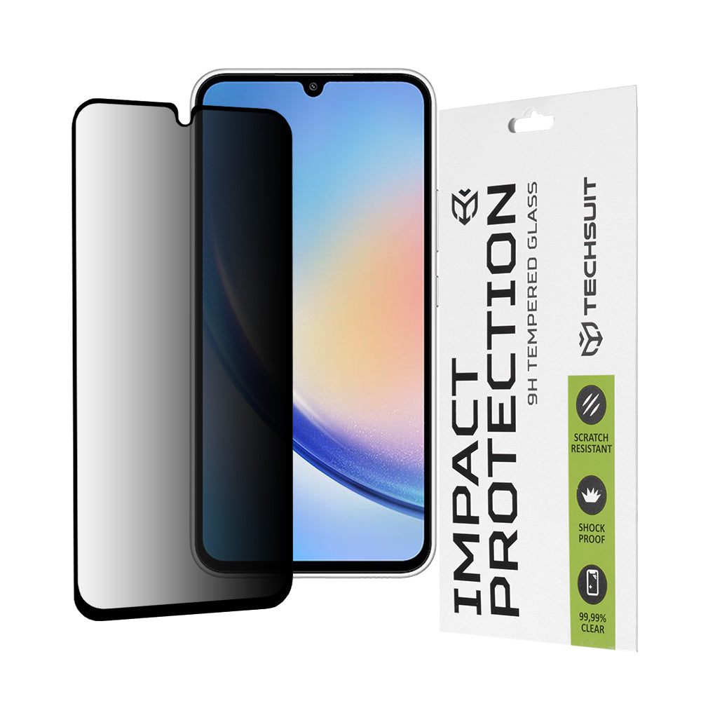 Ochranná fólie na displej Privacy Techsuit pro Samsung Galaxy A34 A346, tvrzené sklo, plné lepidlo, 111D