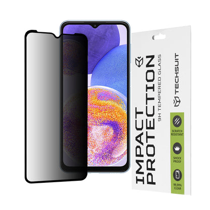 Ochranná fólie na displej Privacy Techsuit pro Samsung Galaxy M13 M135 / F13 E135 / A23 5G A236 / A23 A235, tvrzené sklo, plné lepidlo, 111D