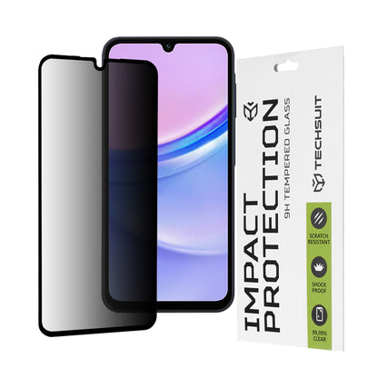 Ochranná fólie na displej Privacy Techsuit pro Samsung Galaxy M15 / A15 5G A156 / A15 A155, tvrzené sklo, plné lepidlo, 111D