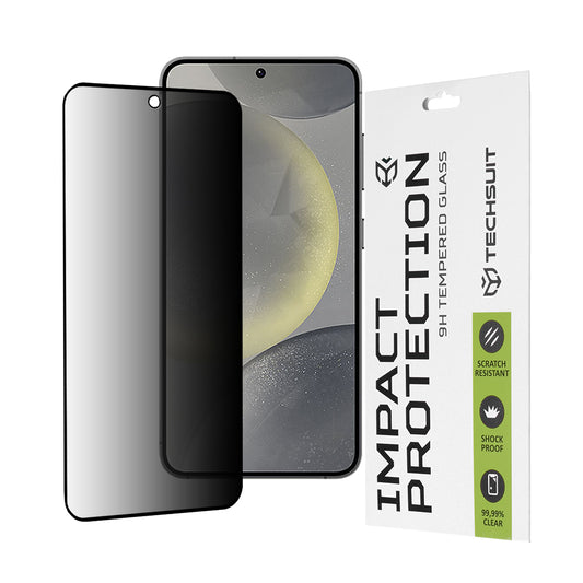 Ochranná fólie na displej Privacy Techsuit pro Samsung Galaxy S25 S931 / S24 S921, tvrzené sklo, plné lepidlo, 111D