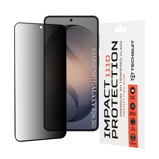 Ochranná fólie Privacy Techsuit pro Samsung Galaxy S26, Tvrzené sklo, Full Glue, 111D