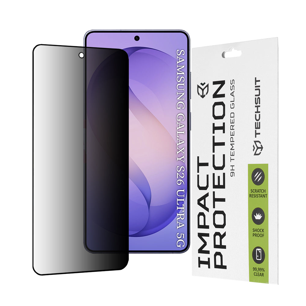 Ochranná fólie Privacy Techsuit pro Samsung Galaxy S26 Ultra, Tvrzené sklo, Full Glue, 111D