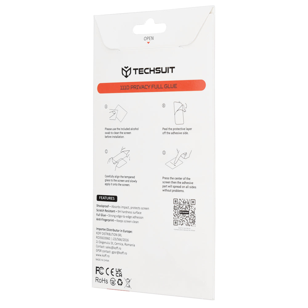 Ochranná fólie Privacy Techsuit pro Xiaomi 17 Ultra, Tvrzené sklo, Full Glue, 111D