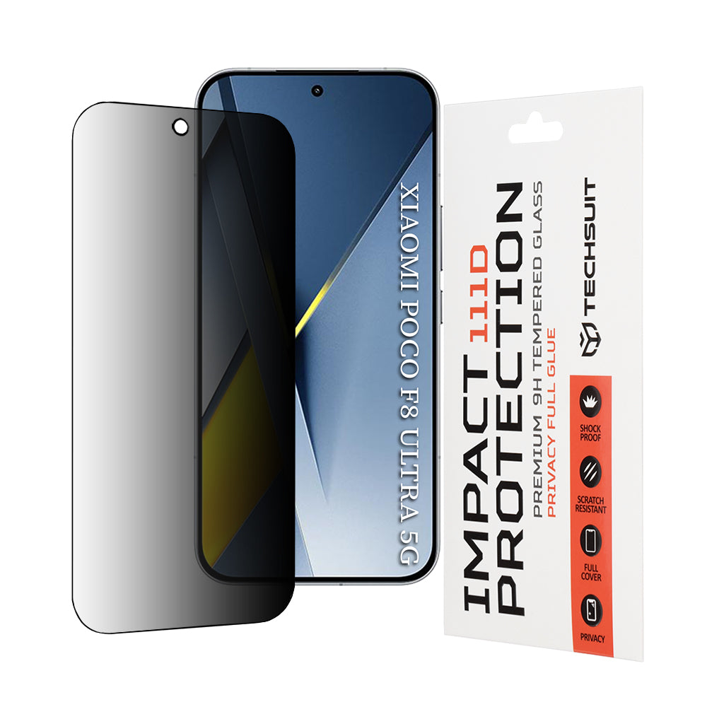 Ochranná fólie na displej Privacy Techsuit pro Xiaomi Poco F8 Ultra, Tvrzené sklo, Full Glue, 111D