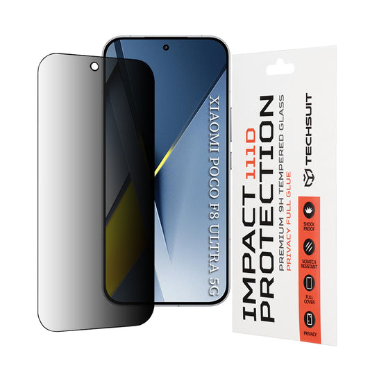 Ochranná fólie na displej Privacy Techsuit pro Xiaomi Poco F8 Ultra, Tvrzené sklo, Full Glue, 111D