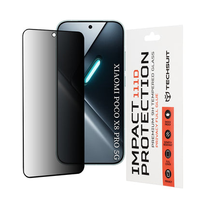 Ochranná fólie na displej Privacy Techsuit pro Xiaomi Poco X8 Pro, Tvrzené sklo, Full Glue, 111D
