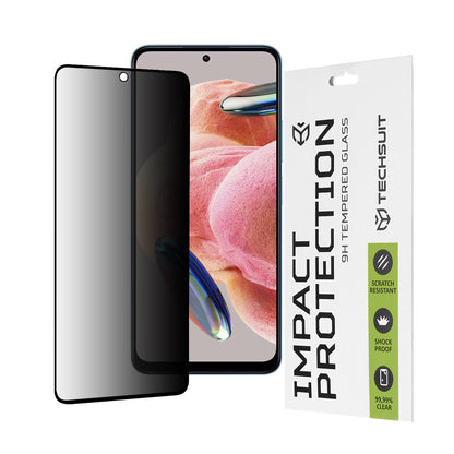 Ochranná fólie na displej Privacy Techsuit pro Xiaomi Redmi Note 12 4G / Poco X5 / Note 12 5G, tvrzené sklo, plné lepidlo, 111D