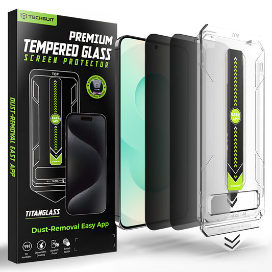 Ochranná fólie na displej Privacy Techsuit TitanGlass CrystalHD pro Samsung Galaxy S26 Plus, Tvrzené sklo, Full Glue, Sada 2 kusy.