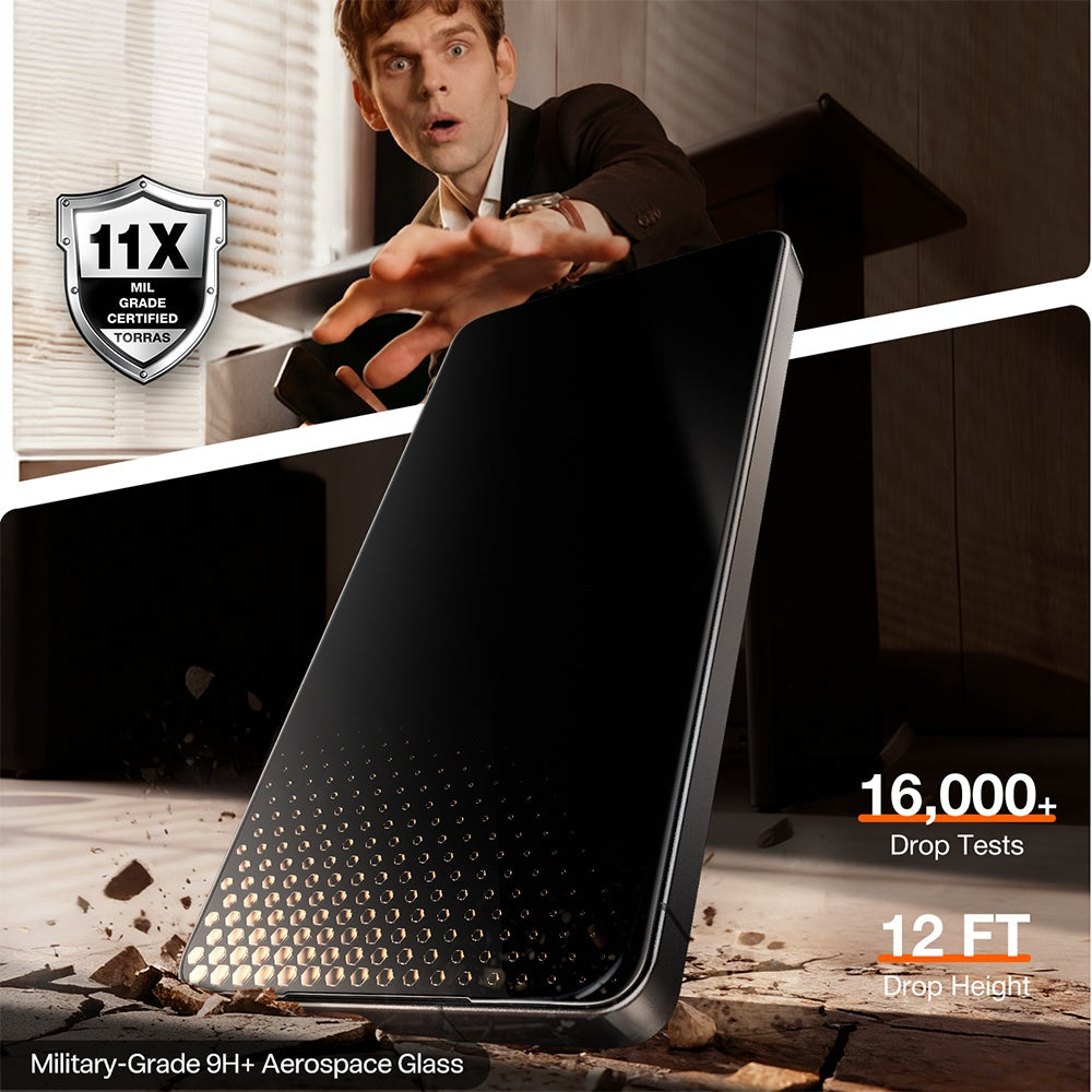 Ochranná fólie na displej Privacy Torras GlassGo Install Master pro Samsung Galaxy S26 Ultra, Tvrzené sklo, Full Glue