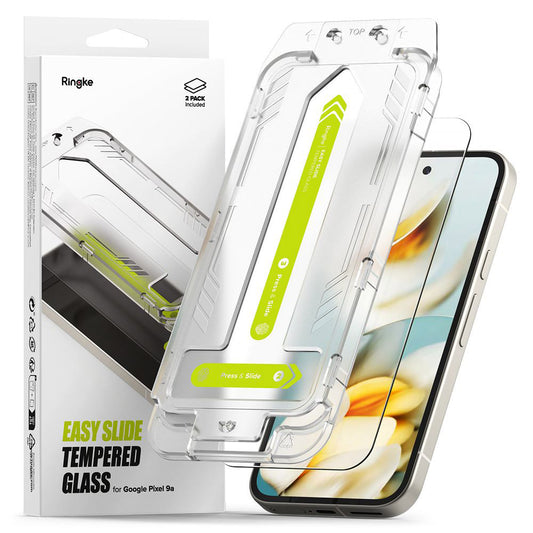 Ochranná fólie na displej Ringke Easy Slide pro Google Pixel 9a, tvrzené sklo, plné lepidlo, sada 2 kusů