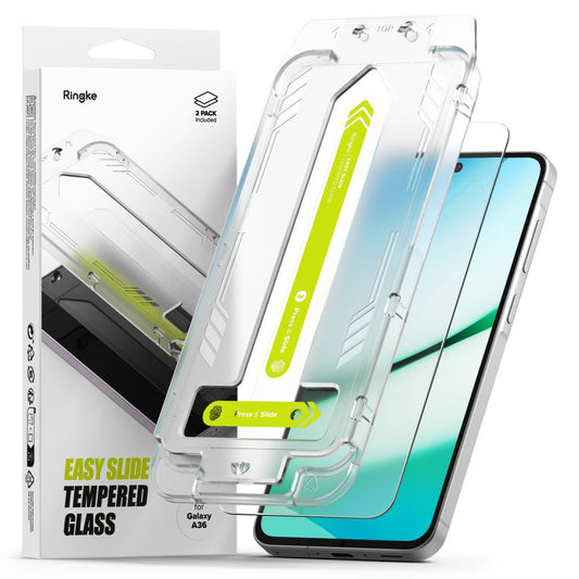 Ochranná fólie na displej Ringke Easy Slide pro Samsung Galaxy A36 A366, tvrzené sklo, plné lepidlo, sada 2 kusů