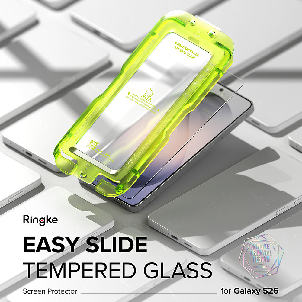 Ringke Easy Slide Screen Protector for Samsung Galaxy S26, Tempered Glass, Full Glue, Set of 2 Pieces