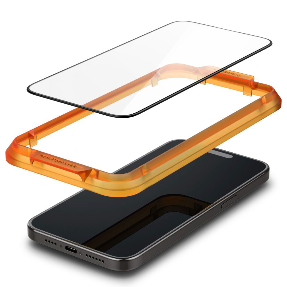 Ochranná fólie na displej Spigen GlastR Align Master pro Apple iPhone 15 Plus, Tvrzené sklo, Full Glue, Sada 2 kusy, Černá AGL06886