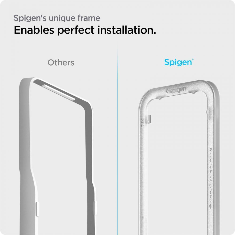 Ochranná fólie na displej Spigen GlastR Align Master pro Apple iPhone 17e / 16e / 14 / 13 Pro, Tvrzené sklo, Full Glue, Černá AGL03725