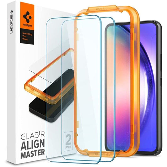 Ochranná fólie na displej Spigen GlastR Align Master pro Samsung Galaxy A54 A546, tvrzené sklo, plné lepidlo, sada 2 kusů AGL05966