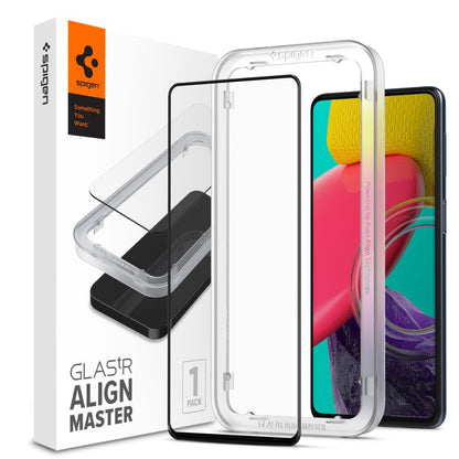 Ochranná fólie na displej Spigen GlastR Align Master pro Samsung Galaxy M53 M536, Tvrzené sklo, Full Glue, Černá
