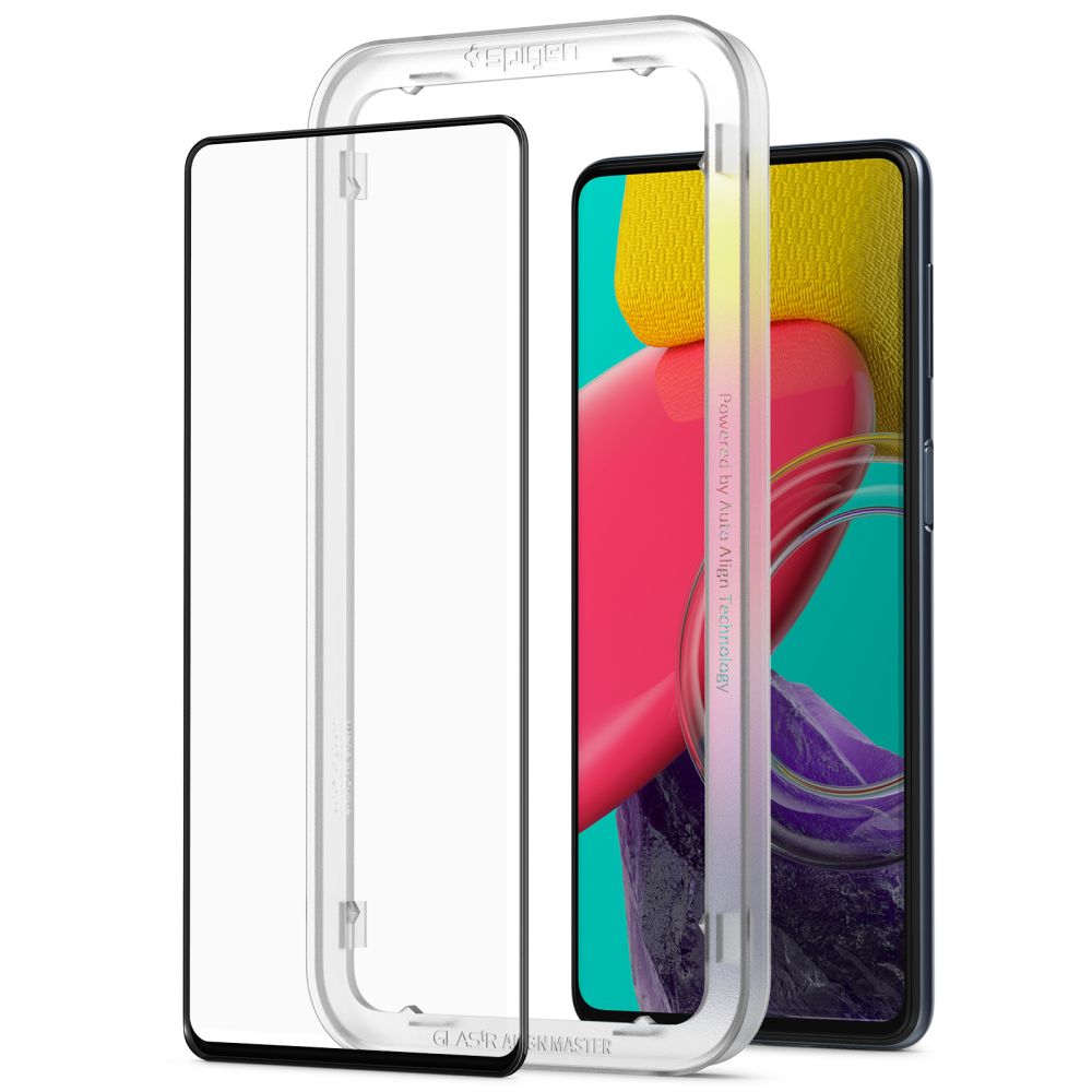 Ochranná fólie na displej Spigen GlastR Align Master pro Samsung Galaxy M53 M536, Tvrzené sklo, Full Glue, Černá