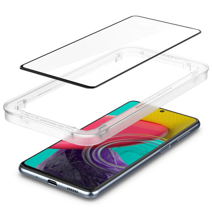Ochranná fólie na displej Spigen GlastR Align Master pro Samsung Galaxy M53 M536, Tvrzené sklo, Full Glue, Černá