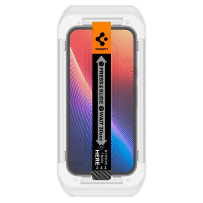 Ochranná fólie na displej Spigen GlastR EZ FIT pro Google Pixel 9a, Tvrzené sklo, Full Glue, Sada 2 kusy AGL08938