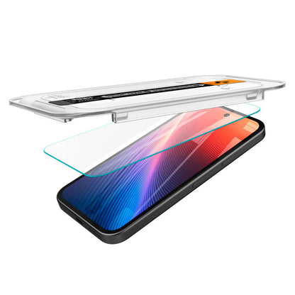 Ochranná fólie na displej Spigen GlastR EZ FIT pro Google Pixel 9a, Tvrzené sklo, Full Glue, Sada 2 kusy AGL08938