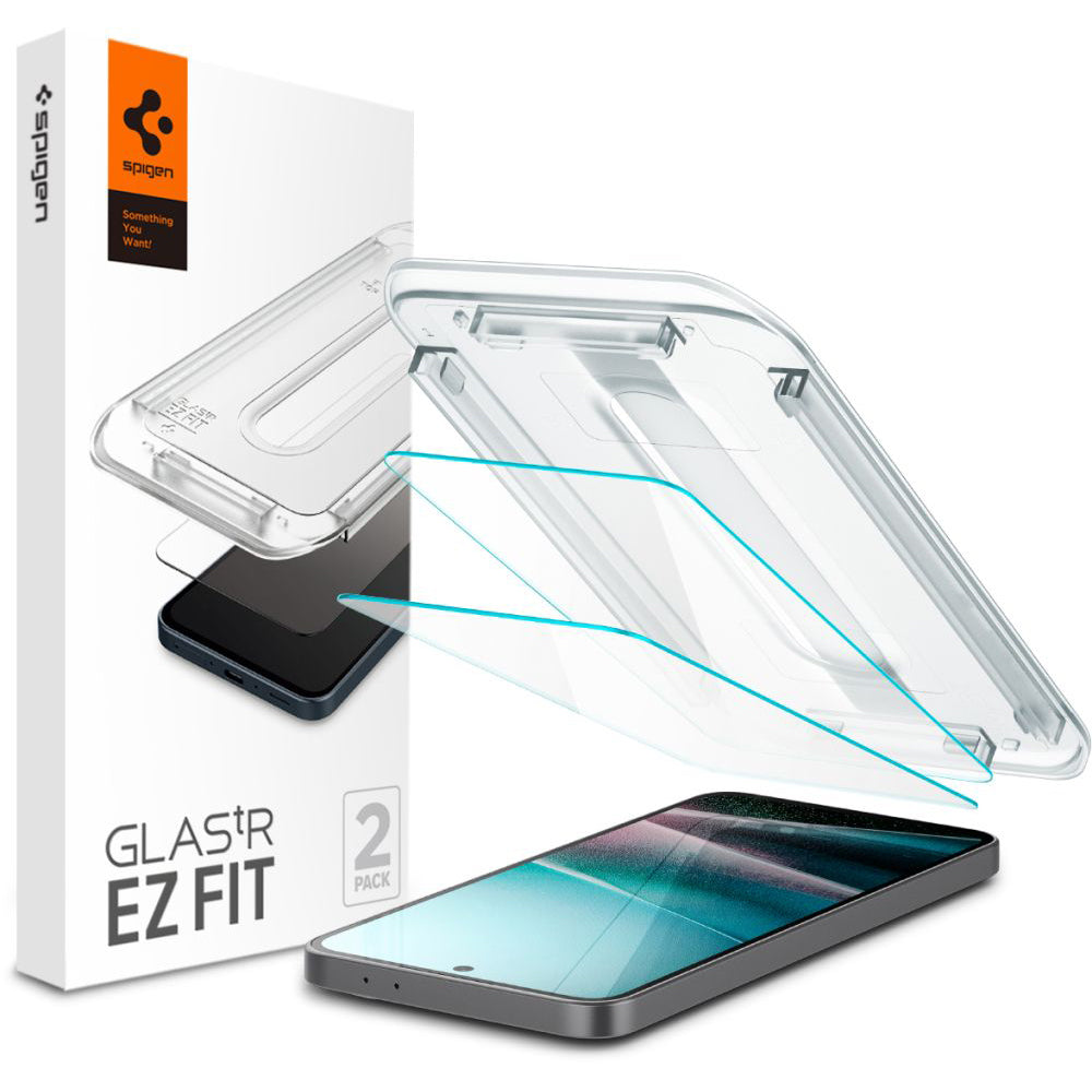 Ochranná fólie na displej Spigen GlastR EZ FIT pro Samsung Galaxy A36 A366, tvrzené sklo, plné lepidlo, sada 2 kusů AGL09202