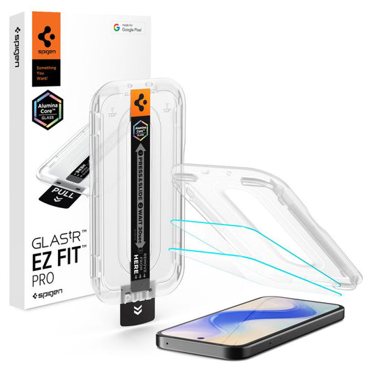 Ochranná fólie na displej Spigen GlastR EZ FIT Pro HD pro Google Pixel 10a, Tvrzené sklo, Full Glue, Sada 2 kusy AGL11364