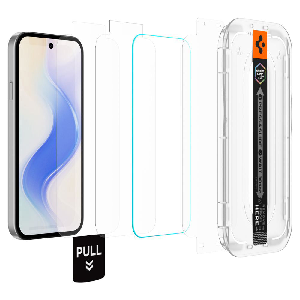 Ochranná fólie na displej Spigen GlastR EZ FIT Pro HD pro Google Pixel 10a, Tvrzené sklo, Full Glue, Sada 2 kusy AGL11364