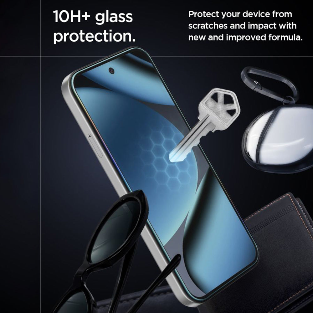 Ochranná fólie na displej Spigen GlastR EZ FIT Pro HD pro Google Pixel 10a, Tvrzené sklo, Full Glue, Sada 2 kusy AGL11364
