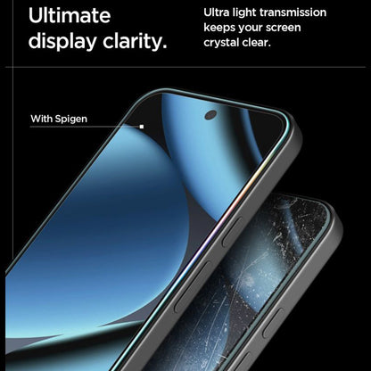 Ochranná fólie na displej Spigen GlastR EZ FIT Pro HD pro Google Pixel 10a, Tvrzené sklo, Full Glue, Sada 2 kusy AGL11364