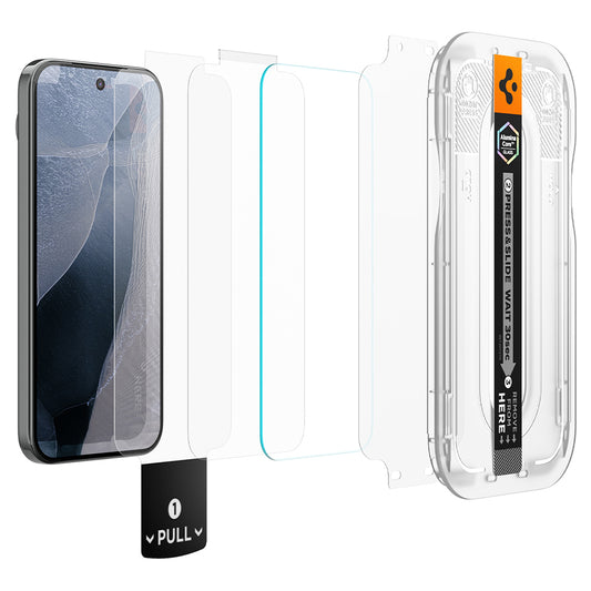 Ochranná fólie na displej Spigen GlastR EZ FIT Pro pro Google Pixel 11 Pro XL, tvrzené sklo, plné lepidlo, sada 2 kusů AGL11485