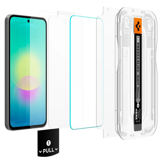 Ochranná fólie na displej Spigen GlastR EZ FIT Pro pro Samsung Galaxy A27 5G, tvrzené sklo, plné lepidlo, sada 2 kusů AGL11809