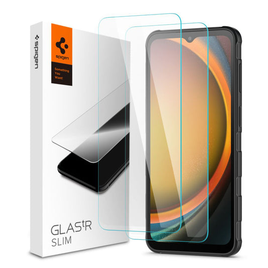 Ochranná fólie na displej Spigen GlastR Slim pro Samsung Galaxy XCover7 Pro / Xcover7 G556, tvrzené sklo, plné lepidlo, sada 2 kusů AGL09407