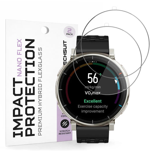 Ochranná fólie Techsuit Nano Flex pro Amazfit Active 3 Premium, Plast, Sada 2 kusy, Černá